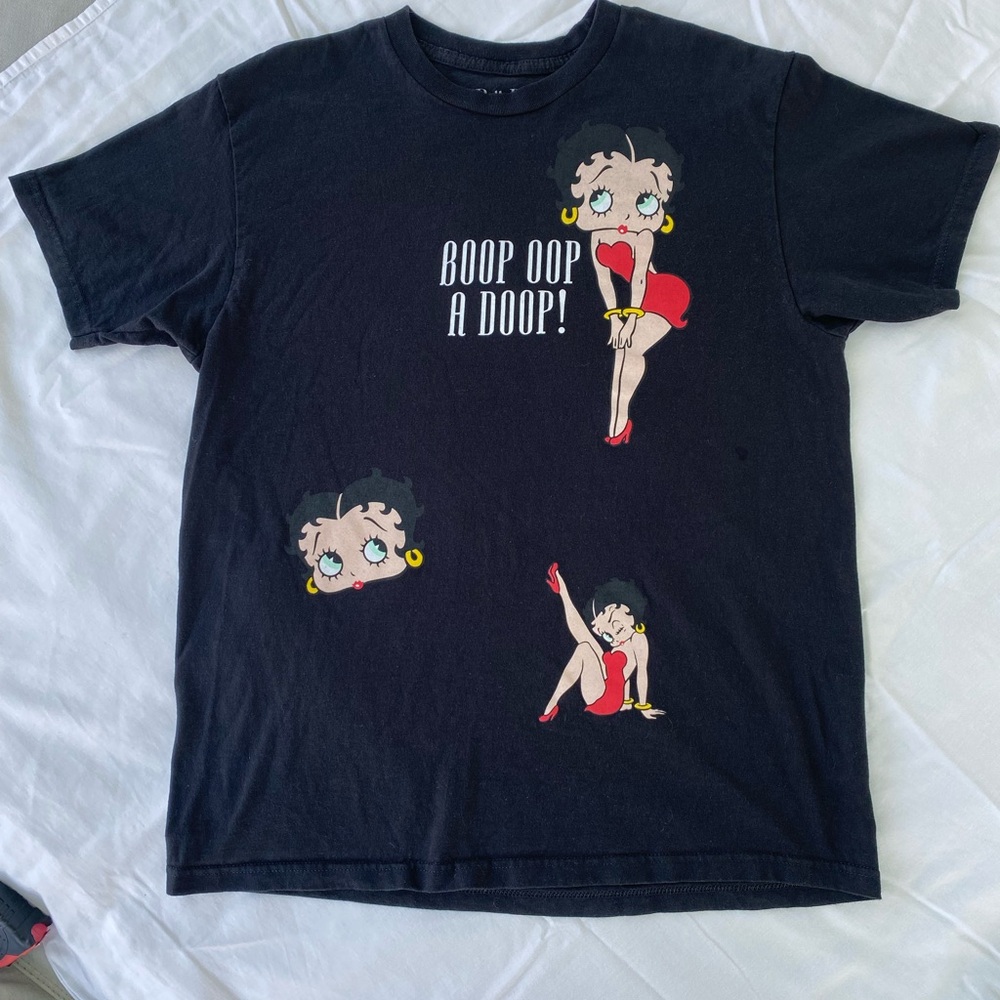 Used Betty Boop Licensed Vintage Large Boop-oop-a-Doop Black T-shirt Tee Size L
